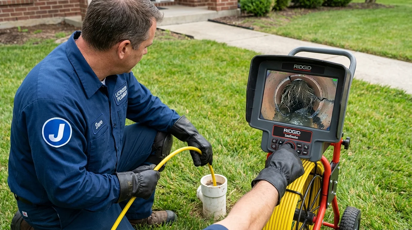 Sewer camera inspection being performed by Johns Plumbing LLC in Cold Spring
