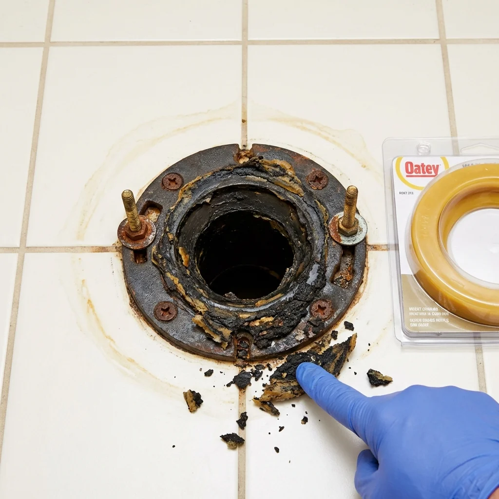 Failed wax ring showing water seepage at the base of a toilet in a Cold Spring, NY home